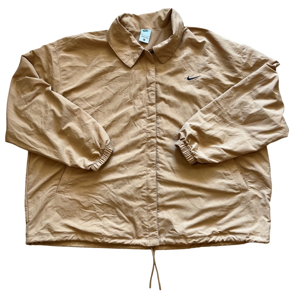 Nike Sportswear Essential Coaches Jacket Tan Khaki Big Swoosh 2X DM6245-252